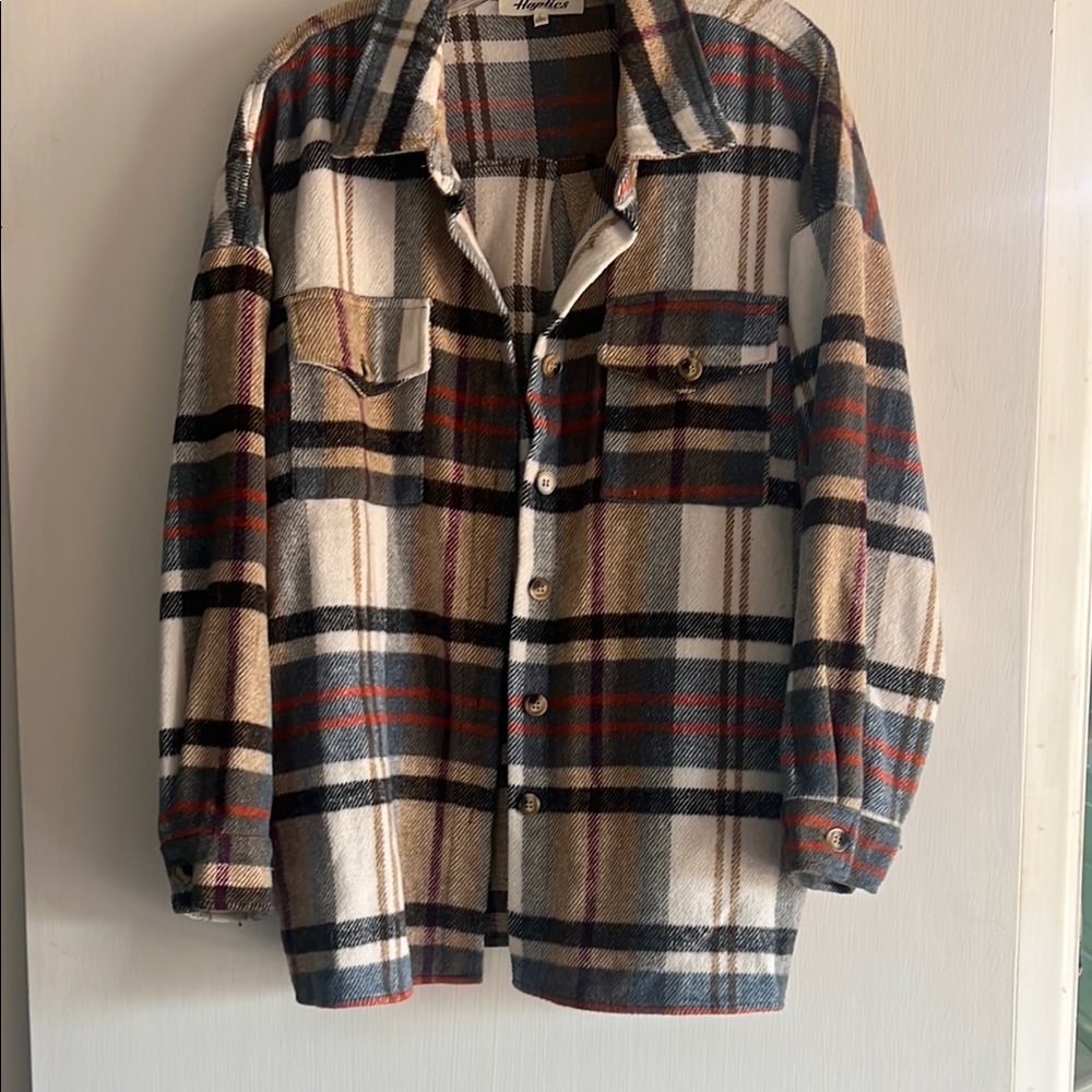 Plaid Button-Up Shirt Jacket